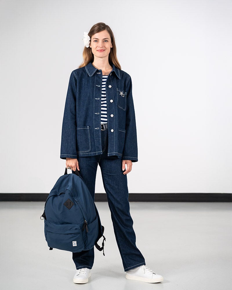 veste Sanshui bleue en denim brut